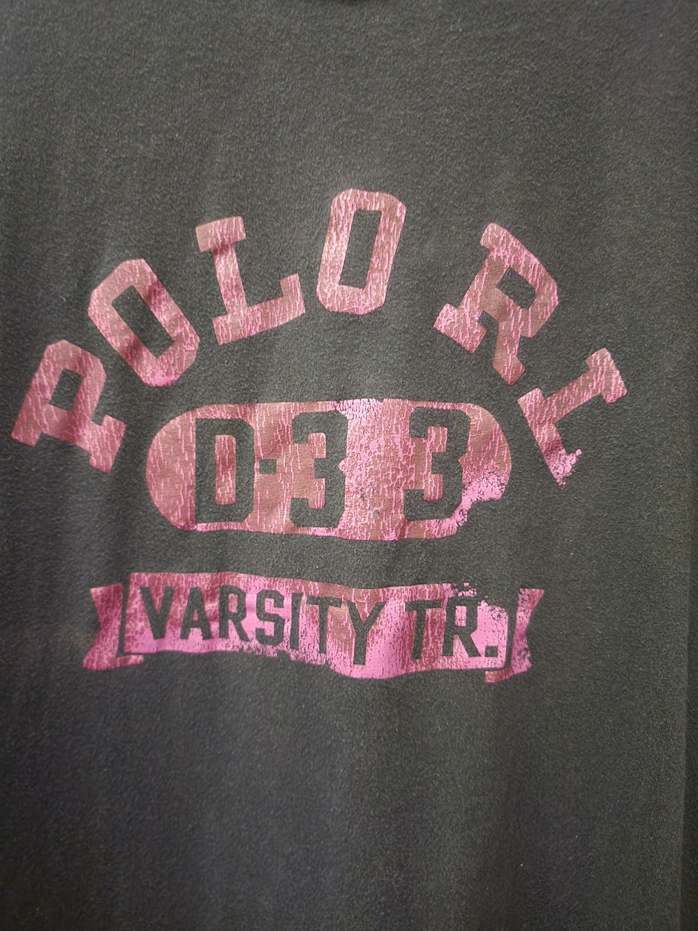 Polo by Ralph Lauren Black Short Sleeve Tee with Pink Varsity Graphic